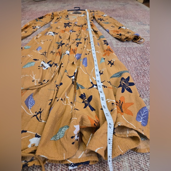 Urban Outfitters 'Audrey' orange floral tie waist midi wrap dress size xs p - Picture 7 of 10